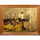 Alberto Serafino Carosi (1891 - 1967) Cows in the stable1920, oil painting on canvasin frame, signed