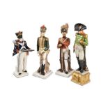 Lot of four sculptures depicting Napoleon and three officers manifacture Italy, mid 20th century, in