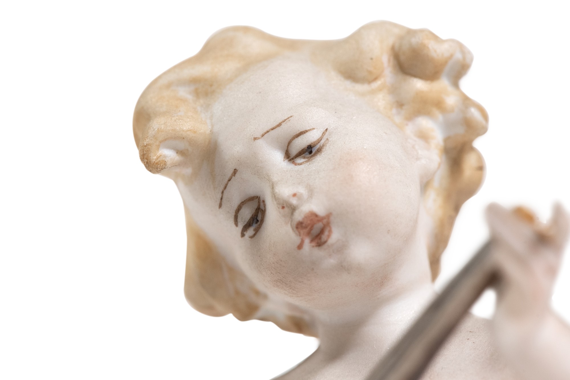 Pair of sculptures depicting putti players manifacture Italy, mid 20th century, in polychrome - Image 8 of 12