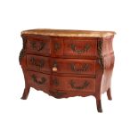Chest of drawers in bois de rose wood manifacture lombarda, '60-'70, with four drawers, handles,