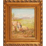 Little girl on the lawn 20th century, oil painting on canvasin frame, signed32 x 24 cm
