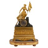 Mantel clock in gilded and burnished bronze France, mid 19th century, rectangular case with dial
