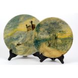 Pair of ceramic plates depicting landscapes manifacture Italy, 20th century, small flawsdiameter
