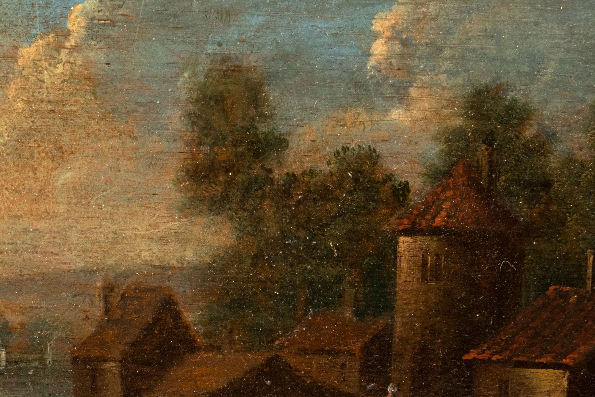 Pair of landscapes with architecture and figures school fiamminga, 17th century, oil painting on - Image 5 of 6