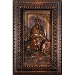 Bronze bas-relief depicting Madonna and Child late 19th century, The subject repeats the iconography