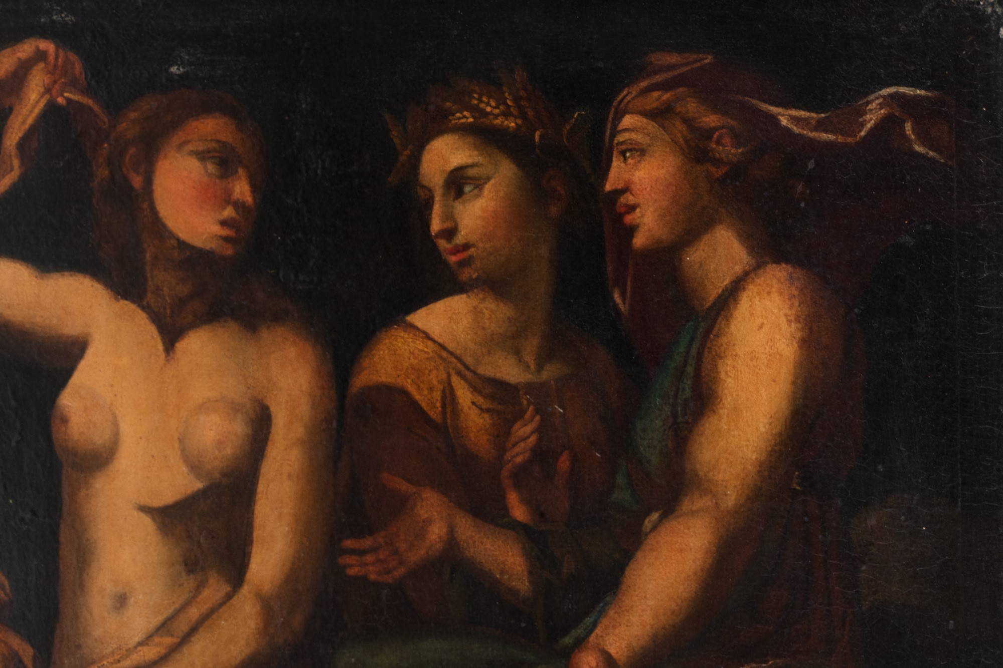 Venus, Ceres and Juno school romana, 17th century , in frame, diffuse drops of color. The - Image 3 of 8