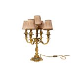 Five-light candelabrum in gilded bronze 20th century, mounted with electric light, complete with