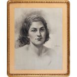 Francesco De Nicola (1883 - 1958) Female portraitfirst half 20th century, charcoal on papersigned,