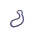 Necklace in lapis lazuli spheres manifacture contemporary, with 18 kt yellow gold clasp