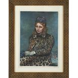 Giorgio De Chirico (1888 - 1978) Portrait of Isabella Far with fur1965, phototypic