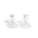 Pair of crystal candlesticks Italy, '50, hexagonal bases11 x 9 cm