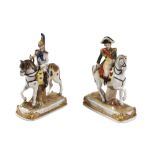 Lot of two polychrome porcelain sculptures manifacture naftalina, mid 20th century, depicting