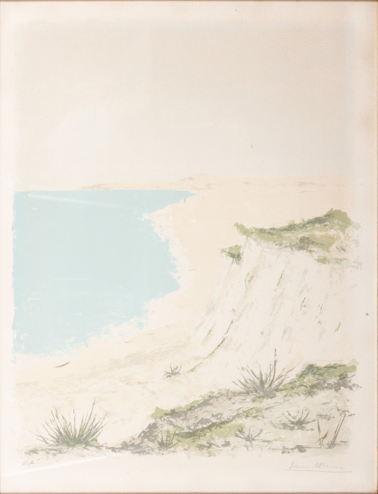 Glimpse of the coast 20th century, lithograph on paperE.A., signed in pencil, framed47 x 36 cm - Image 2 of 8