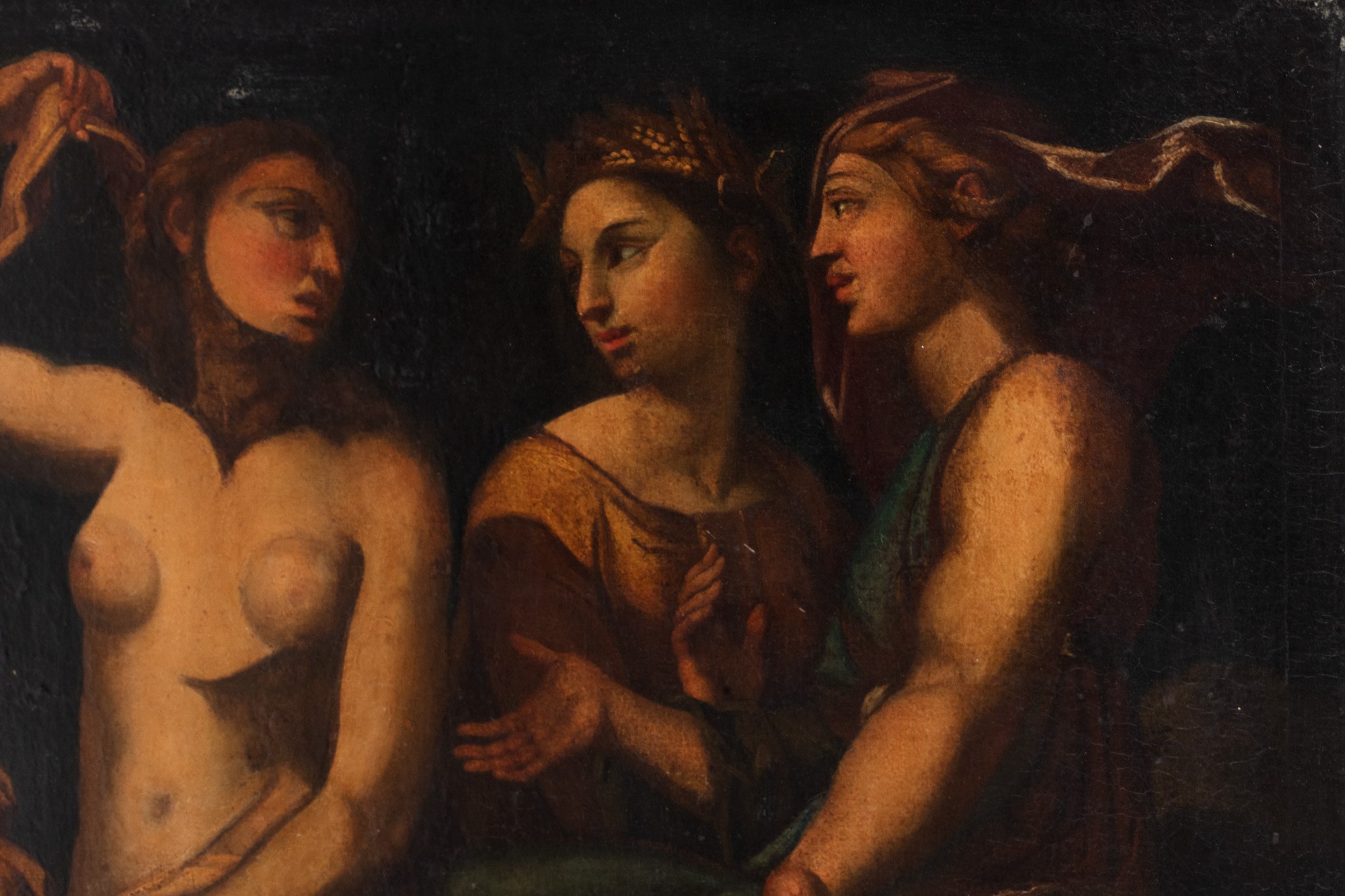 Venus, Ceres and Juno school romana, 17th century , in frame, diffuse drops of color. The - Image 4 of 8