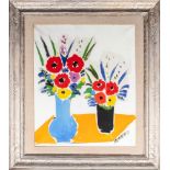 Sante Monachesi (1910 - 1991) Vases with flowerssecond half del 20th century, oil painting on