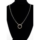 Silver chain manifacture contemporary, rollò sweater upright pendant in the shape of a circle with