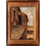 Glimpse of the country with figuresecond half 19th century, oil painting on canvasin the frame,