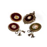 Lot of three miniatures and a medal of San Benedetto early 20th century, depicting noblewoman, Santa