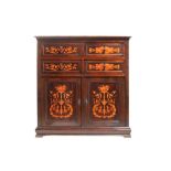 Sideboard with two doors and four drawers manifacture Italy, early 20th century, in walnut with