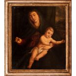 Madonna and Child late 19th- early 20th century, oil painting on canvasin frame52 x 40 cm