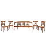 Lot of one sofa and four Empire-style chairs manifacture toscana, early 19th century, in partially