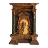 Tabernacle manifacture toscana, early 18th century, in carved, gilded and lacquered wood, with two