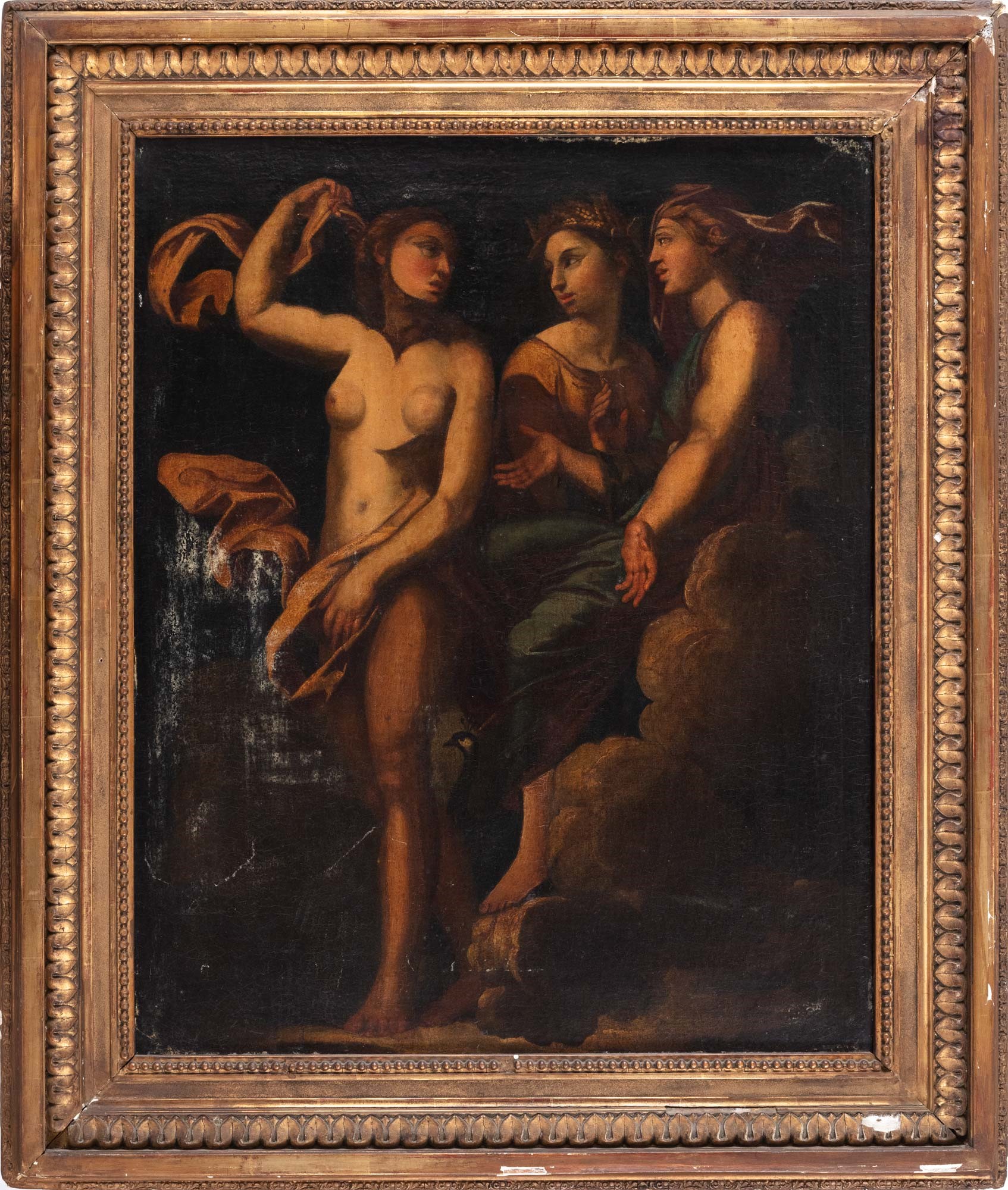 Venus, Ceres and Juno school romana, 17th century , in frame, diffuse drops of color. The