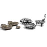 Lot of six silver metal objects mid 20th century Dimensions: different sizes in the shape of a shell