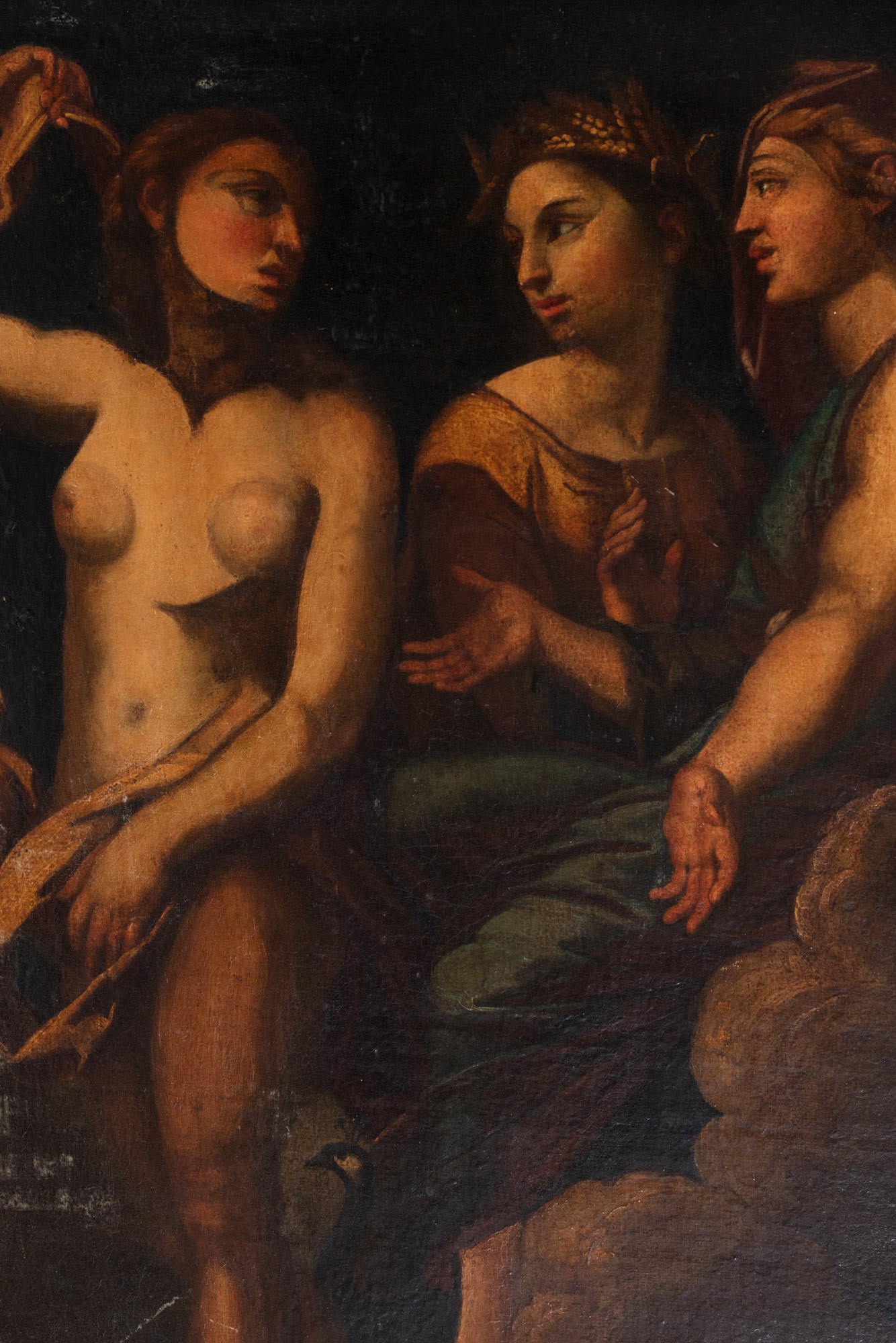 Venus, Ceres and Juno school romana, 17th century , in frame, diffuse drops of color. The - Image 5 of 8