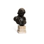 Bronze sculpture depicting mother with child Italy, mid 20th century, Sardinian breccia marble base,
