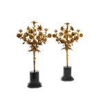 Pair of five-light candelabra in gilded bronze France, early 20th century, arms in the shape of