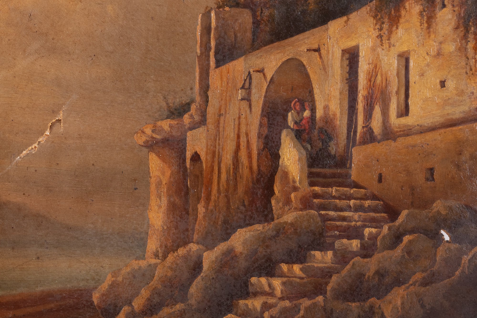 View of the coast with figures late 19th century, oil painting on canvasdrops of color, small - Image 3 of 6
