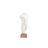 Manly torso late 19th - early 20th century, in statuary marble of Carrara, base of breccia marble,