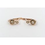 Low gold lobe earrings with pink cut diamonds late 19th - early 20th century, monachine closure gr