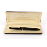 Black celluloid ballpoint pen with golden finish, in Antique Design box like new