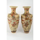 Pair of Satsuma vasesGiappone, first half 20th century, samurai paintings, restorations and defectsh