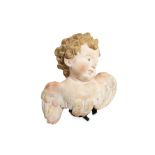 Putto head in painted plaster mid 20th century, 25 x 22 cm