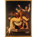 Giuseppe Guggino Deposition by Michelangelo Mersi known as Caravaggio1932, oil painting on