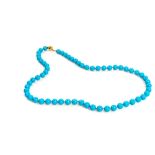 Choker in turquoise paste balls, with 18 kt yellow gold clasp
