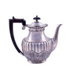 800 silver coffee potItaly, 1940sembossed and chiseled by hand, piriform body with handle and knob