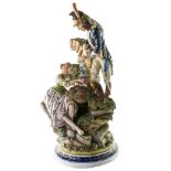 Polychrome porcelain groupItaly, mid-20th centuryof Napoleonic officer and a girl 35 x 16 cm