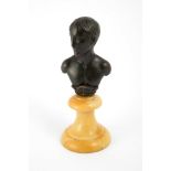 Bronze bust late 19th centurySiena yellow marble base14 x 6 cm