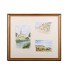 Three watercolors1995of English landscapes, signed, framedat different sizes