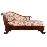 Dormeuse in walnutLigurian manufacture, mid 19th centuryshaped back, armrest and feet carved with