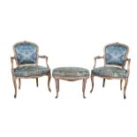 Lot of two armchairs and a stoolVenice, late 19th century - early 20th centuryin lacquered and