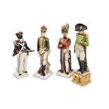Lot of four sculptures of Napoleon and three officers Italian manufacture, mid 20th centuryin