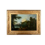 Landscape with ruins and figures late 18th- early 19th centuryoil painting on canvasin frame55 x