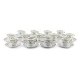 Lot of 13 coffee cups with p lates Limoges France, contemporary manufacturein white porcelain,