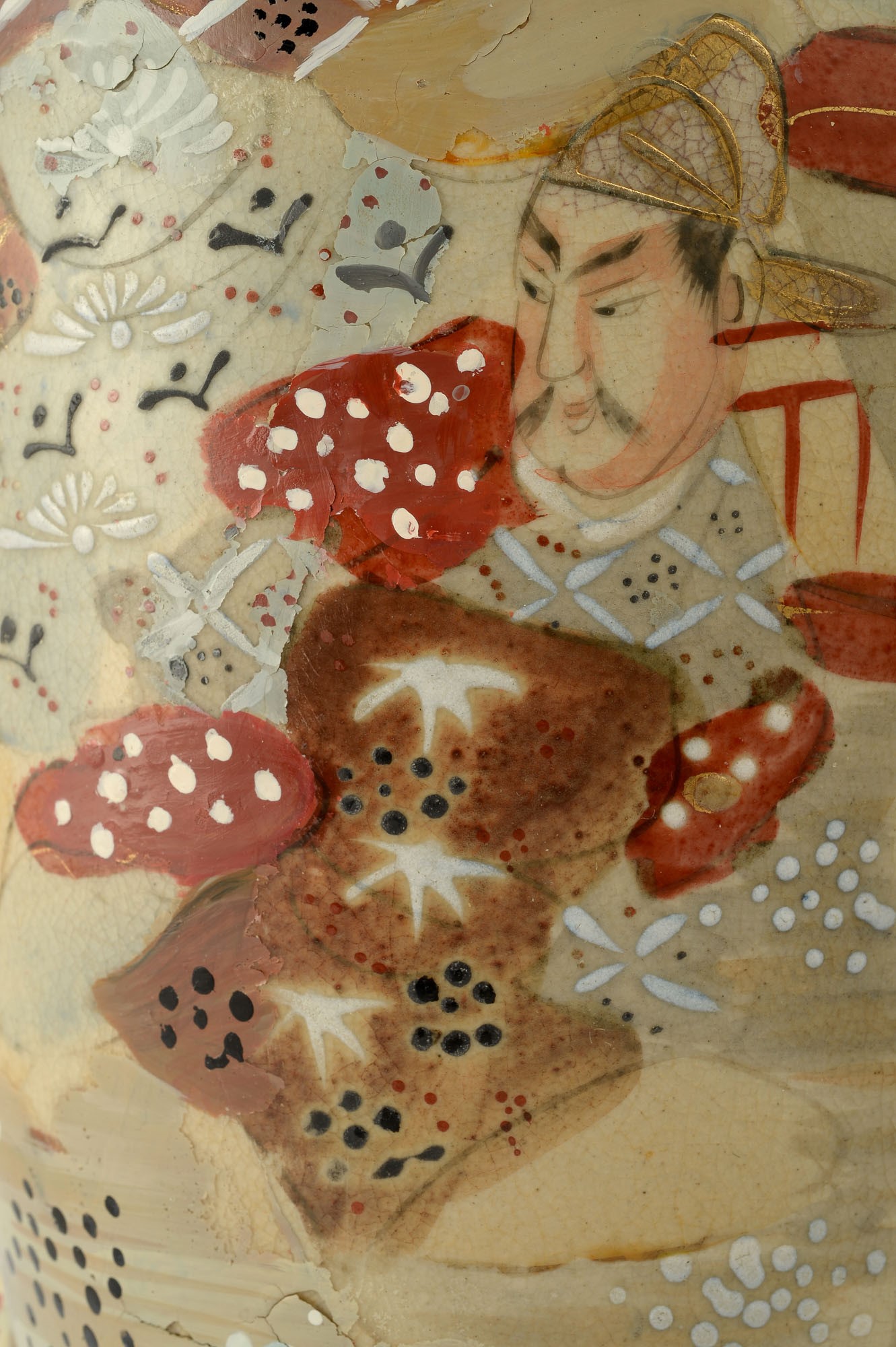 Pair of Satsuma vasesJapan, first half of the 20th centurydecorated with samurai, restorations and - Image 7 of 12