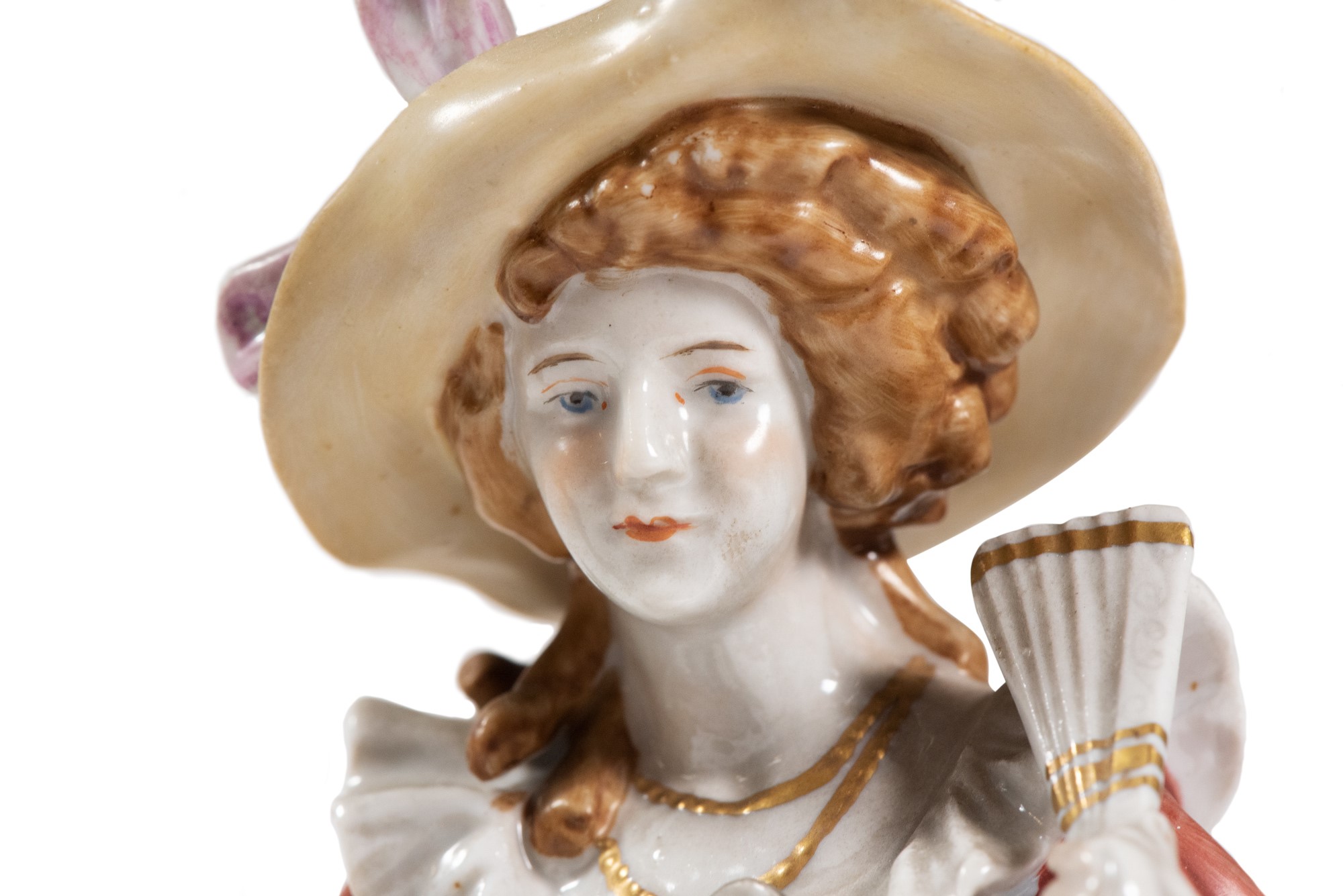 Pair of white and polychrome porcelain sculptures Italian manufacture, mid 20th centurymarked N - Image 4 of 6